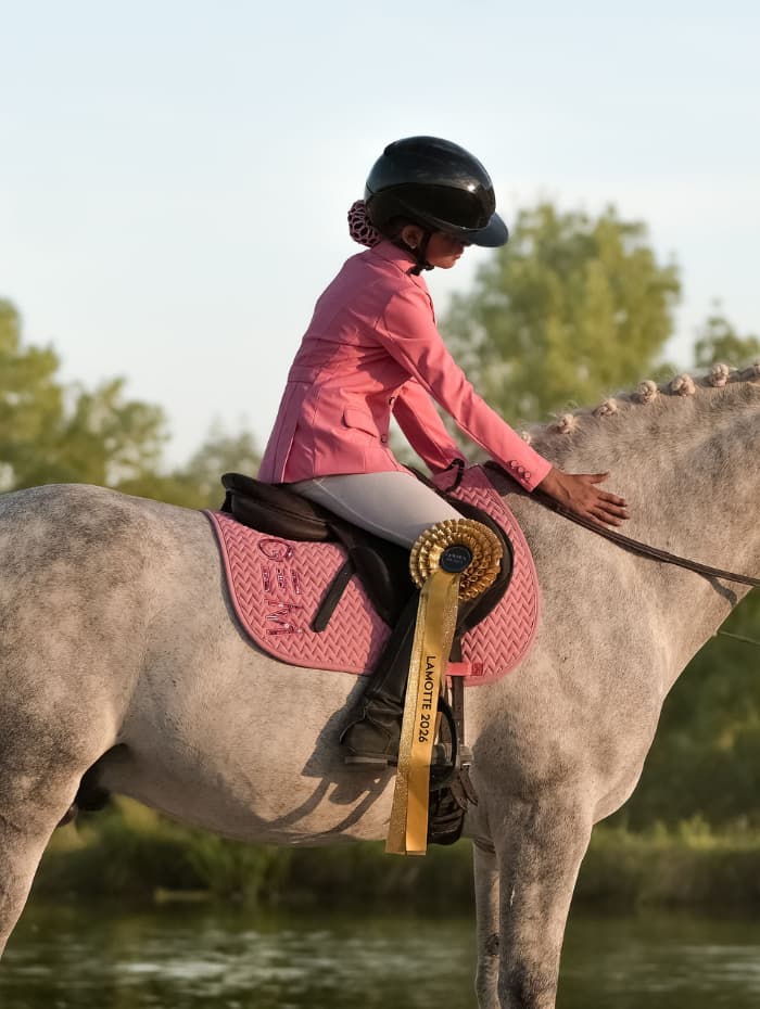 Look complet équitation rose bonbon